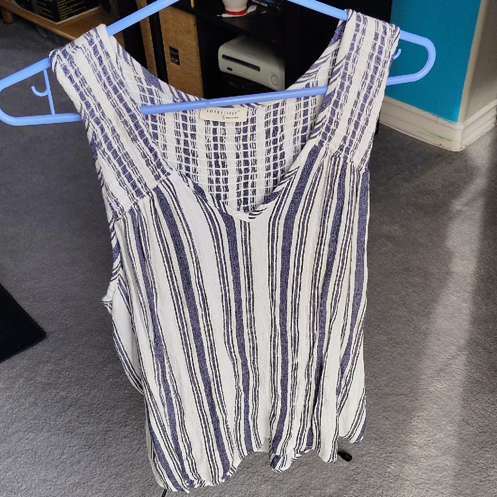 Lovestitch Navy and White Striped Tank Top